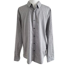 Theory Mens Zack PS Button Front Mini Check Dress Shirt I L